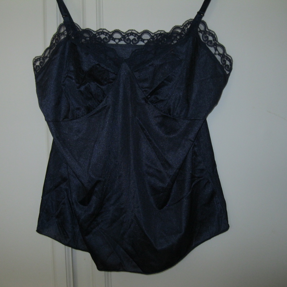 Vintage Deena nylon teddy, n. blue, Sz S
